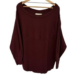 Free People We The Free OG Long Sleeve Shirt Sz S Maroon Pullover Top Ribbed EUC